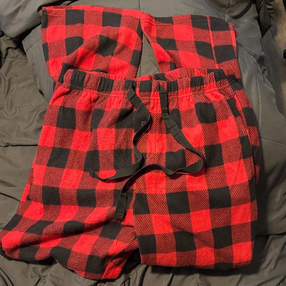 Men's Plaid Pajama Bottoms - Red and Black